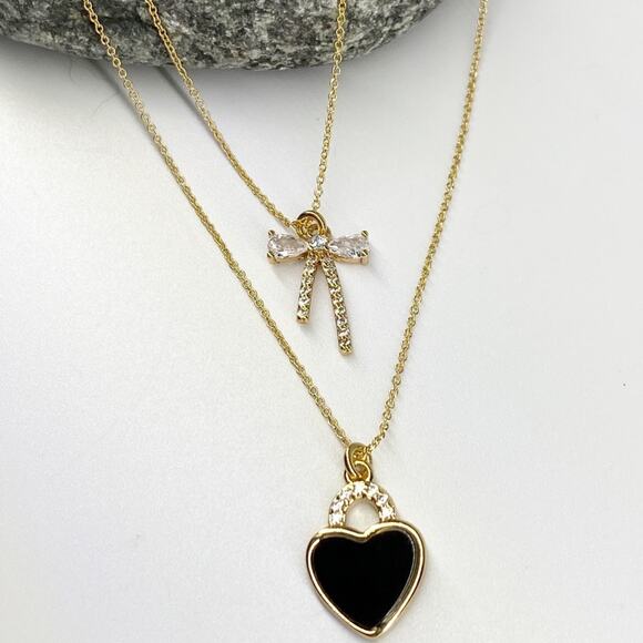 NEW FP x Luna Norte Black Heart Layering Necklace Set - Picture 1 of 9
